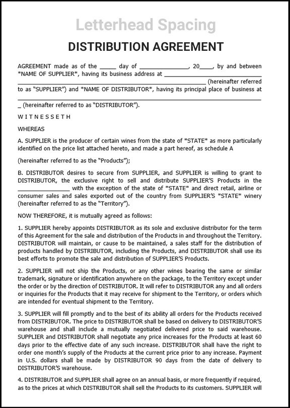 Distribution Agreement Template - Free Download - Smart Business Box
